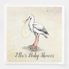 Stork Gender Neutral Baby Shower Napkins Serviette