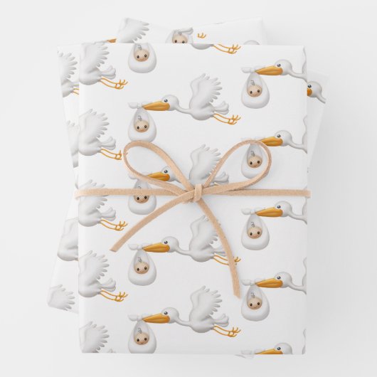 Stork Gift Wrap für Wertvolle Ankunft! Geschenkpapier Set (Beispiel)