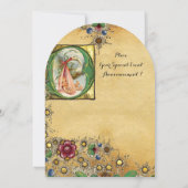 STORK GIRL BABY DUSCHE FLORAL PARCHMONOGRAM EINLADUNG (Rückseite)