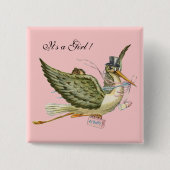 STORK GIRL BABY DUSCHE Pink Button (Vorderseite)