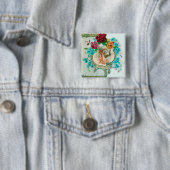 STORK GIRL BABY DUSCHE/PINK ROSES BLUE BLUE FLOWER BUTTON (Beispiel)