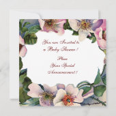 STORK GIRL BABY DUSCHE ,PINK WILD ROSE MONOGRAM EINLADUNG (Rückseite)