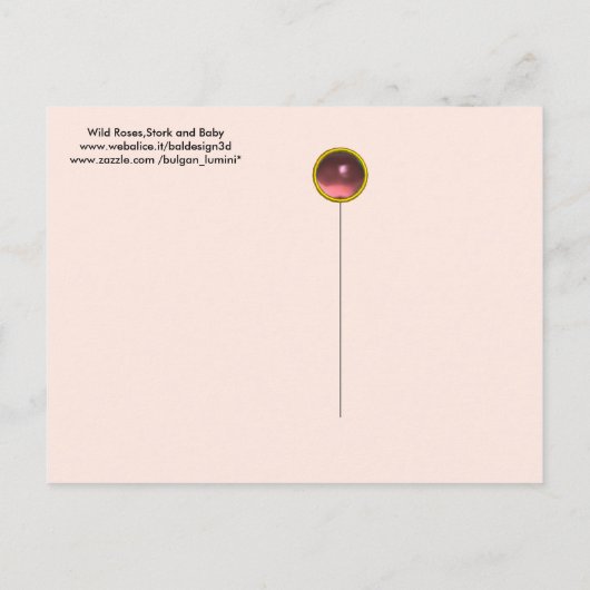 STORK GIRL BABY DUSCHE ,PINK WILD ROSE MONOGRAM EINLADUNGSPOSTKARTE (Rückseite)