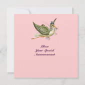 STORK GIRL BABY SHOWER MONOGRAM Pink White Einladung (Rückseite)