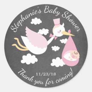 Stork Girls Baby Dusche Gefallen Sticker