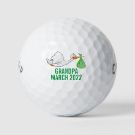Stork Grandpa/Onkel Baby Ankündigung Golf Balls Golfball