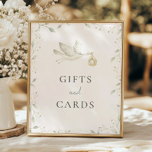 Stork Greenery Baby Dusche Geschenke und Karten Un