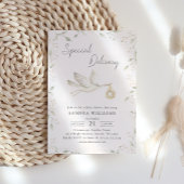 Stork Greenery Baby Shower Einladung