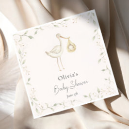 Stork Greenery Baby Shower Serviette