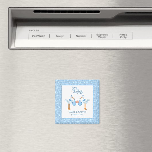 Stork Holding Twin Boys Magnet (In Situ (Geschirrspüler))