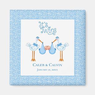 Stork Holding Twin Boys Magnet