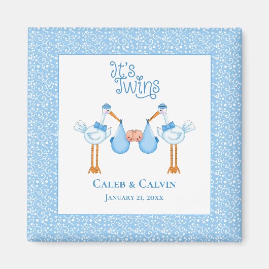 Stork Holding Twin Boys Magnet (Vorne)