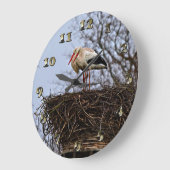 Stork in Nest Große Wanduhr (Winkel)