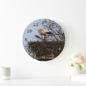 Stork in Nest Große Wanduhr (Zuhause)