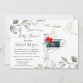 Stork Mailbox Babydusche per Post Einladung (Vorderseite)
