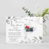 Stork Mailbox Babydusche per Post Einladung (Stehend Vorderseite)