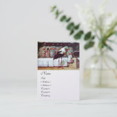 STORK MIT BABIEN, BABY DUSCHE Weißes Perlpapier Visitenkarte (Stehend Vorderseite)