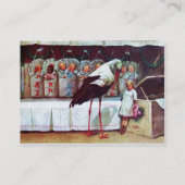 STORK MIT BABIEN, BABY DUSCHE Weißes Perlpapier Visitenkarte (Rückseite)