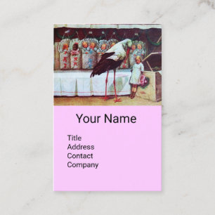 STORK MIT BABIEN,PINK LILAC BABY KINDERZIMMER VISITENKARTE