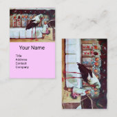 STORK MIT BABIEN,PINK LILAC BABY KINDERZIMMER VISITENKARTE (Vorne/Hinten)