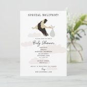 Stork Newborn Baby Boy Girl Baby Dusche Einladung (Stehend Vorderseite)