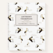 Stork Newborn Baby Boy Girl Erinnerungen Keepake Notizblock (Vorderseite)