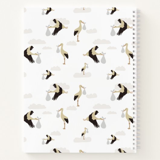 Stork Newborn Baby Boy Girl Erinnerungen Keepake Notizblock (Rückseite)