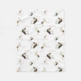 Stork Newborn Baby Boy Girl Pattern Fleecedecke