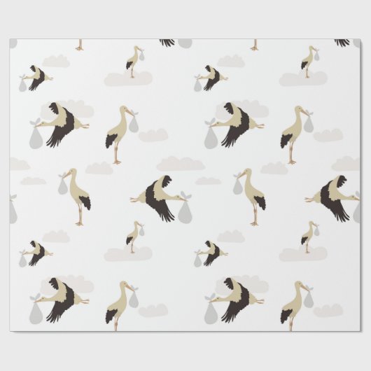 Stork Newborn Baby Boy Girl Pattern Geschenkpapier (Flach)