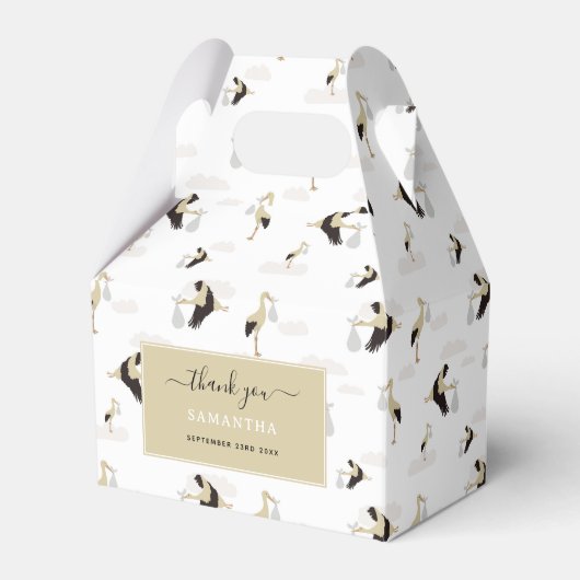 Stork Newborn Baby Boy Girl Pattern Geschenkschachtel (Vorderseite)