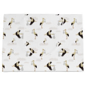 Stork Newborn Baby Boy Girl Pattern Große Geschenktüte (Vorderseite)