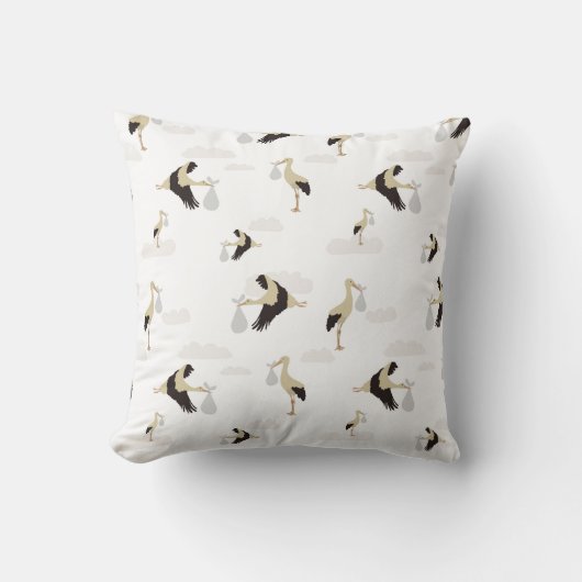 Stork Newborn Baby Boy Girl Pattern Kissen (Vorderseite)