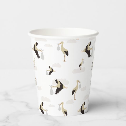 Stork Newborn Baby Boy Girl Pattern Pappbecher (Rückseite)