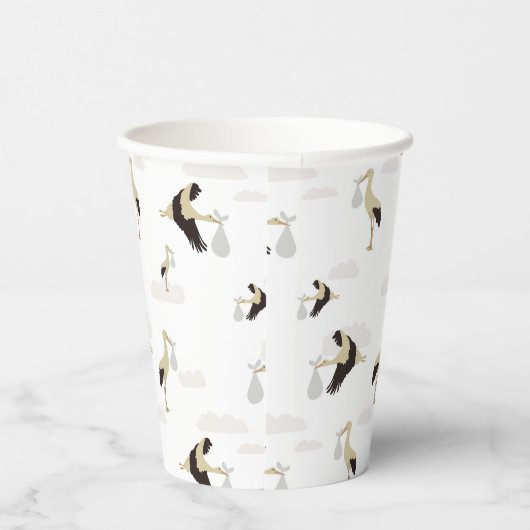 Stork Newborn Baby Boy Girl Pattern Pappbecher (Rechts)
