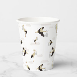 Stork Newborn Baby Boy Girl Pattern Pappbecher
