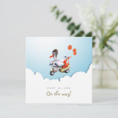 Stork on Scooter Funny Gender Neutral Pregnancy Ankündigung (Stehend Vorderseite)