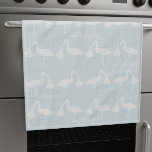 Stork Pattern Personalisiert Baby Blue Kittuch Geschirrtuch