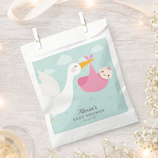 Stork Pink Bundle Girl Babydusche Geschenktütchen (Ausgeschnitten)