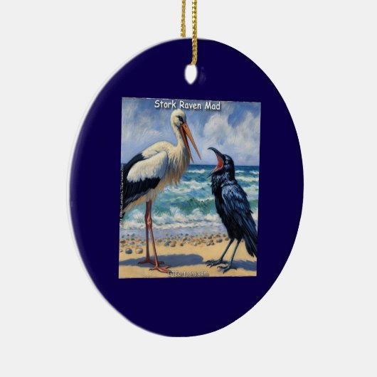 Stork Raven Mad – Beach Bird Banter Keramik Ornament (Rechts)