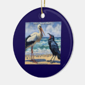 Stork Raven Mad – Beach Bird Banter Keramik Ornament (Links)