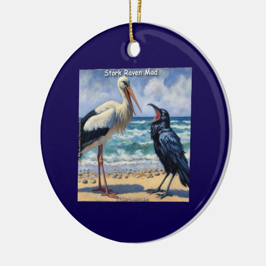 Stork Raven Mad – Beach Bird Banter Keramik Ornament (Links)