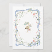 Stork Ribbon und Bow Baby Dusche Einladung (Rückseite)