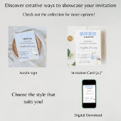 Stork Spanish Baby Shower Dusty Blue Script Acryleinladungen