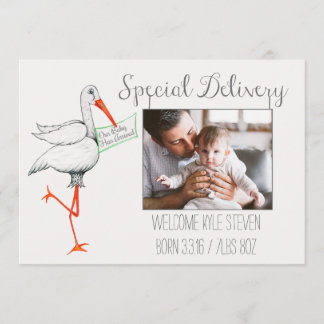 Stork Special Delivery Baby Ankündigung