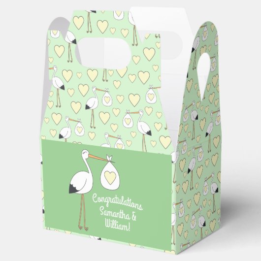 Stork Spring Baby Dusche Geschenkschachtel (Geöffnet)