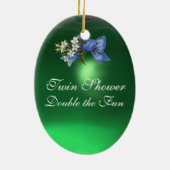 STORK TWIN BABY BOY SHOWER, aquamarin blau Keramik Ornament (Hinten)