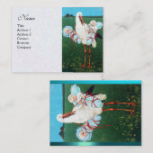 STORK TWIN BABY BOY SHOWER , weißes Perlpapier Visitenkarte (Vorne/Hinten)