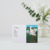 STORK TWIN BABY BOY SHOWER , weißes Perlpapier Visitenkarte (Stehend Vorderseite)