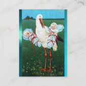 STORK TWIN BABY BOY SHOWER , weißes Perlpapier Visitenkarte (Rückseite)