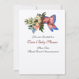 STORK TWIN BABY DUSCHE , Champagner metallisch Einladung